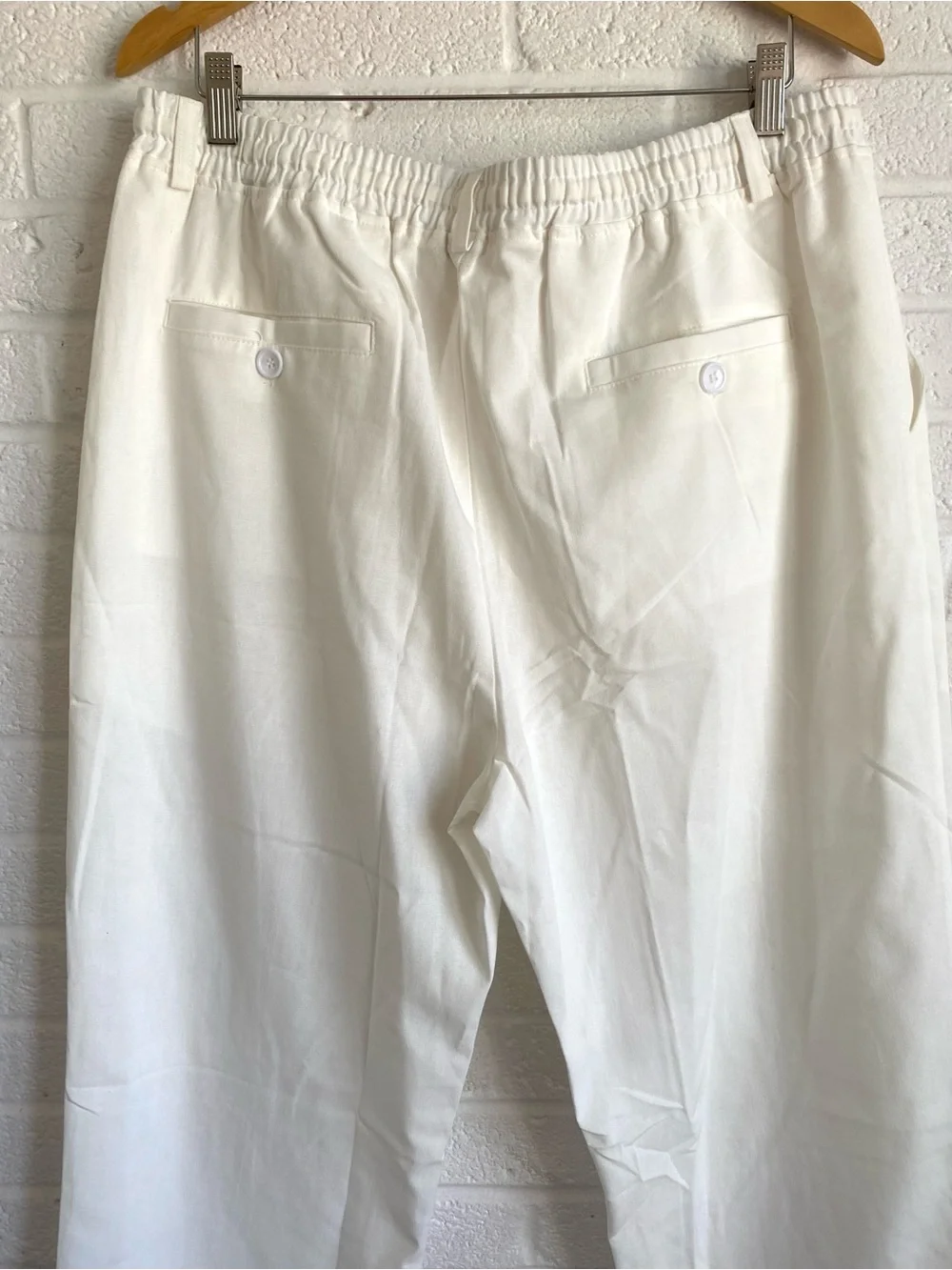 COOFANDY Men's Linen Casual Yoga Pants Beach Coastal Lightweight White XXL 2XL